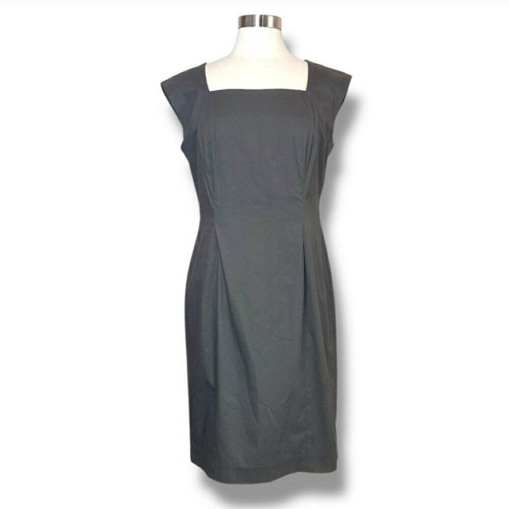 Lafayette 148 Grey Square Neck Sleeveless Shealth Dress SIZE 2